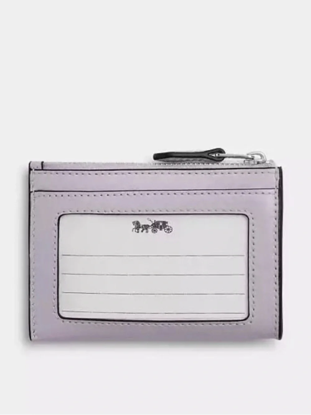 Coach Mini Skinny ID Card Case Wallet Silver/Light Amethyst Glazed Leather NWT
